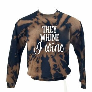 THEY WHINE I WINE Boss Mom Acid Wash Distressed Pullover Crewneck Sweatshirt y2k
